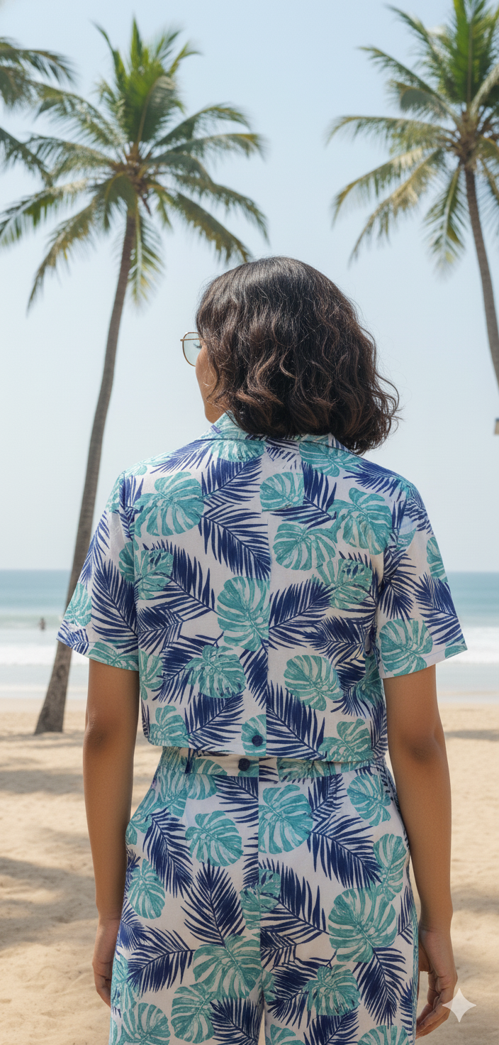 Sea Leaf - Crop Shirt & Trousers Set 🌊