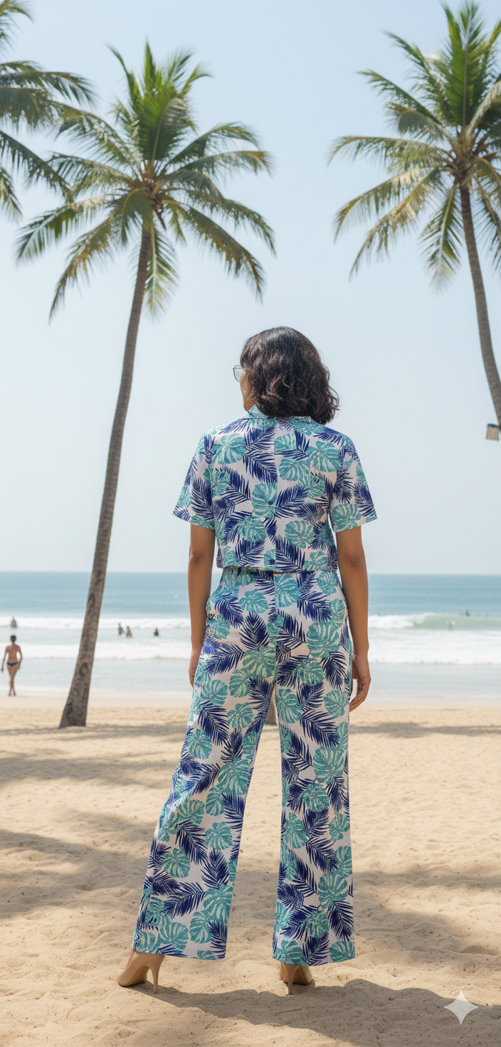 Sea Leaf - Crop Shirt & Trousers Set 🌊