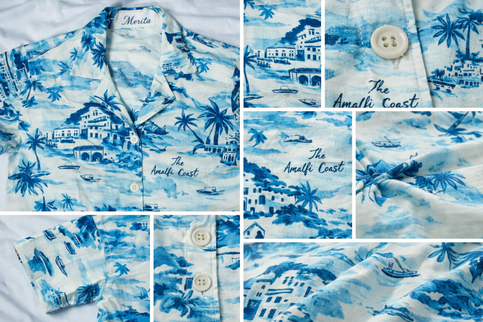 Aanya -Amalfi Coast Print Crop Shirt💙