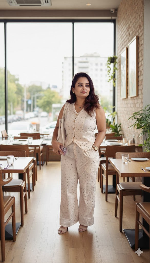 Aura - Luxury Beige Waist Coat Co-Ord Set