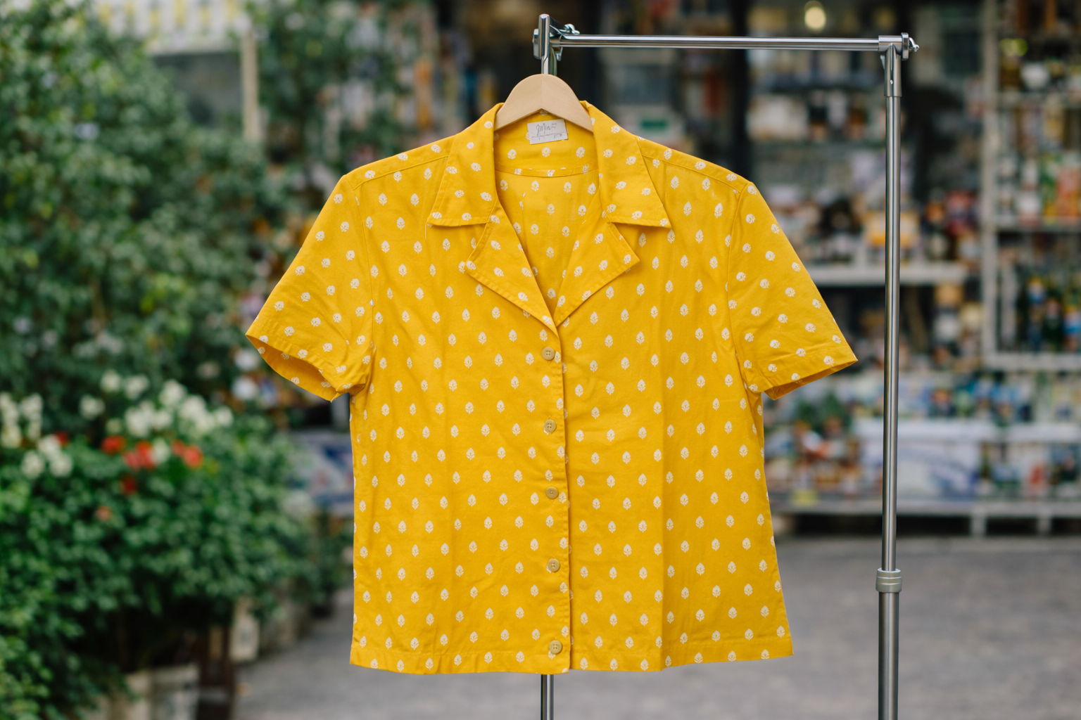 Diya - Mustard Yellow Print Crop Shirt💛