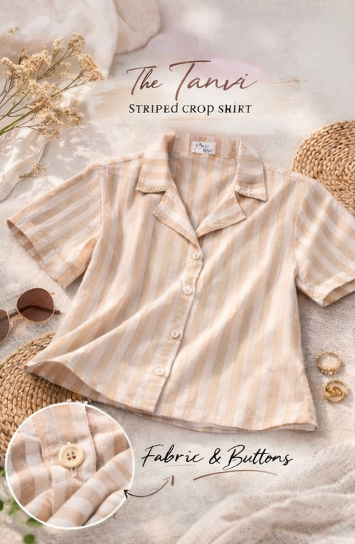 Tanvi - Striped Crop Shirt🧡