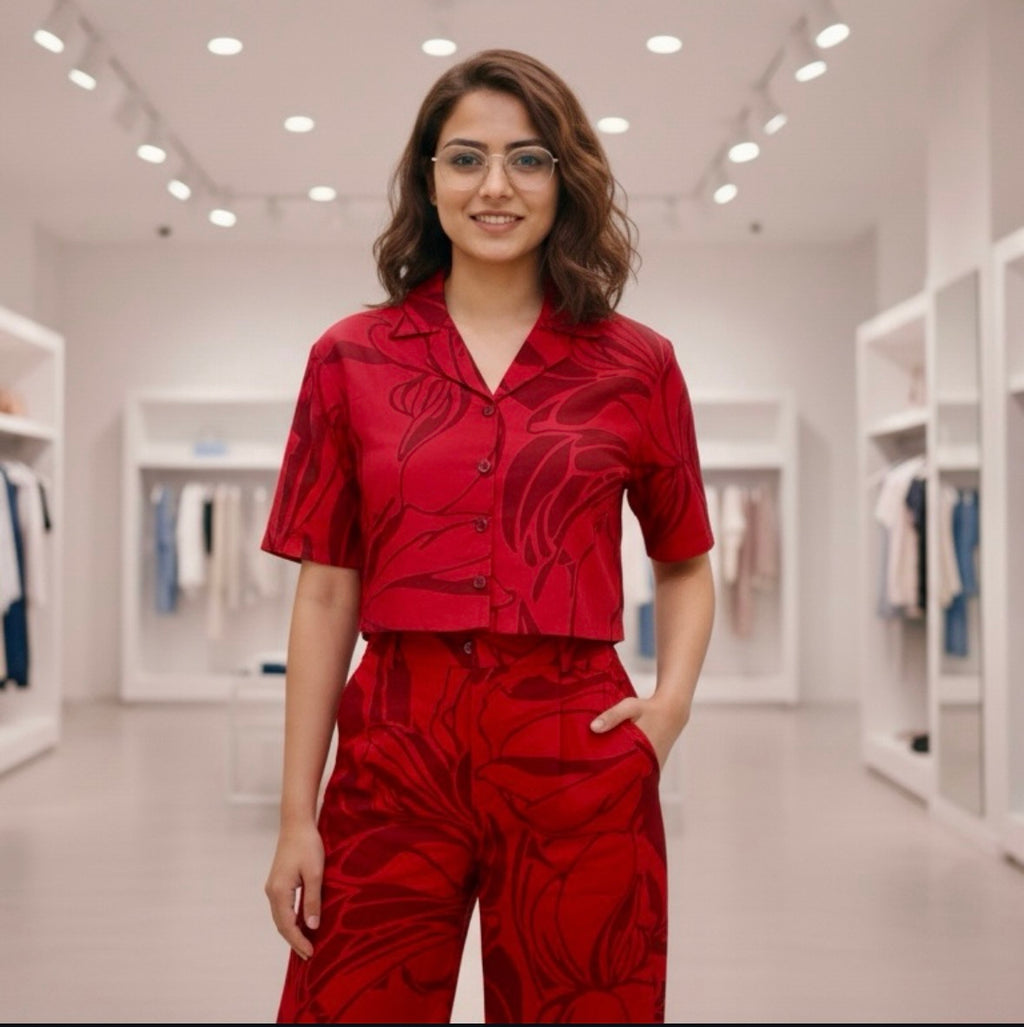 Ruby - Crop Shirt & Trousers Set ♥️