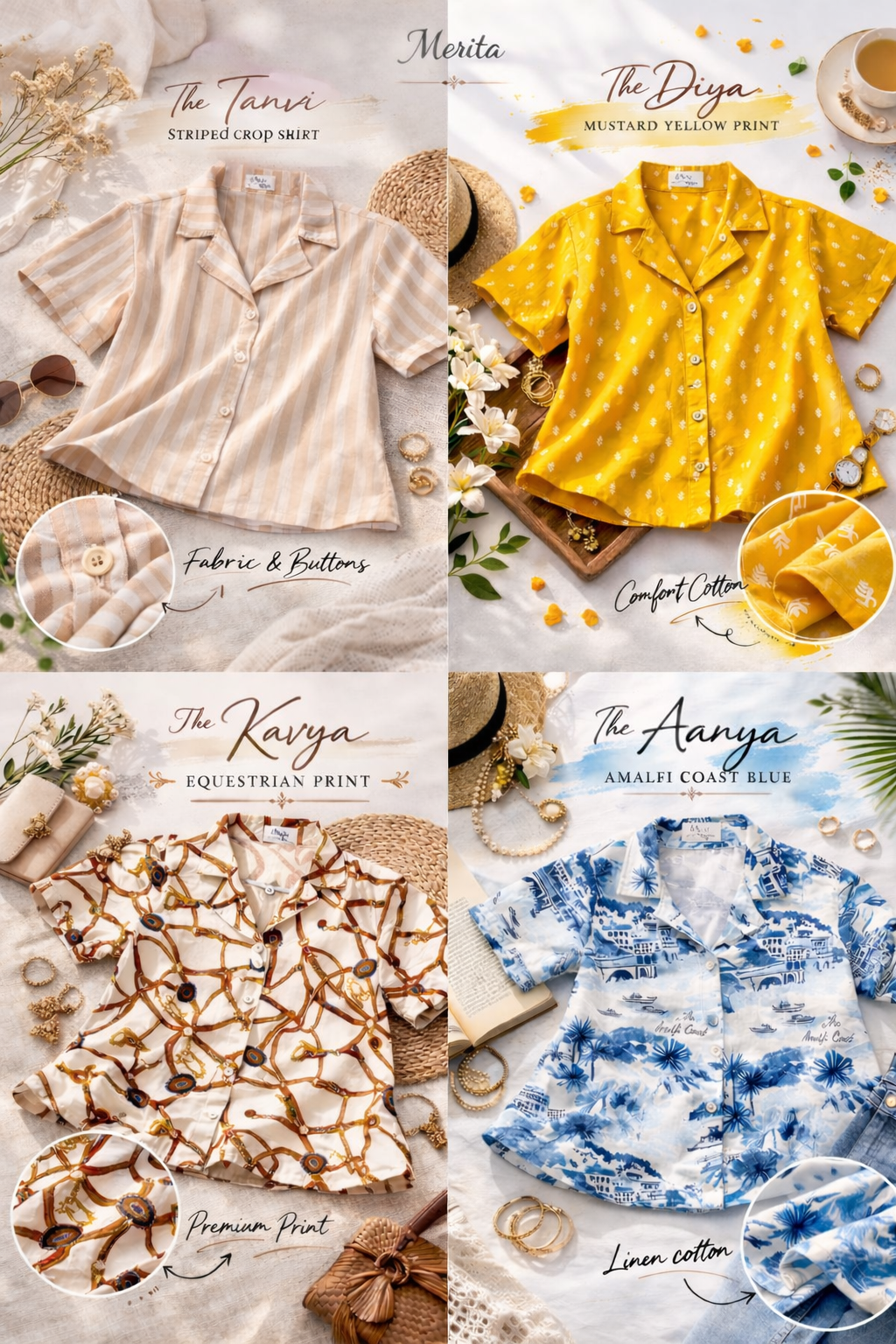 Aanya -Amalfi Coast Print Crop Shirt💙