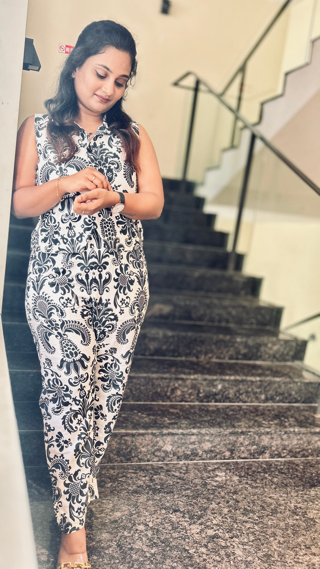 Kyra - White & Black Printed Co-Ord Set ♠️