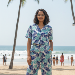 Sea Leaf - Crop Shirt & Trousers Set 🌊