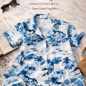 aanya amalfi coast print crop shirt💙