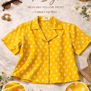 diya mustard yellow print crop shirt💛