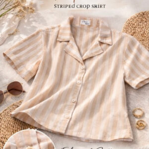 tanvi striped crop shirt🧡