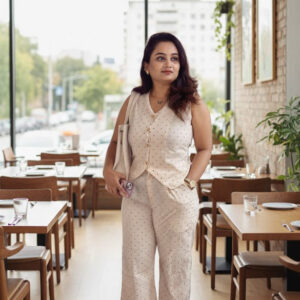 aura luxury beige waist coat co ord set