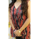 Dhara - Earthy Red Kalamkari Printed Alia Cut Short Kurti